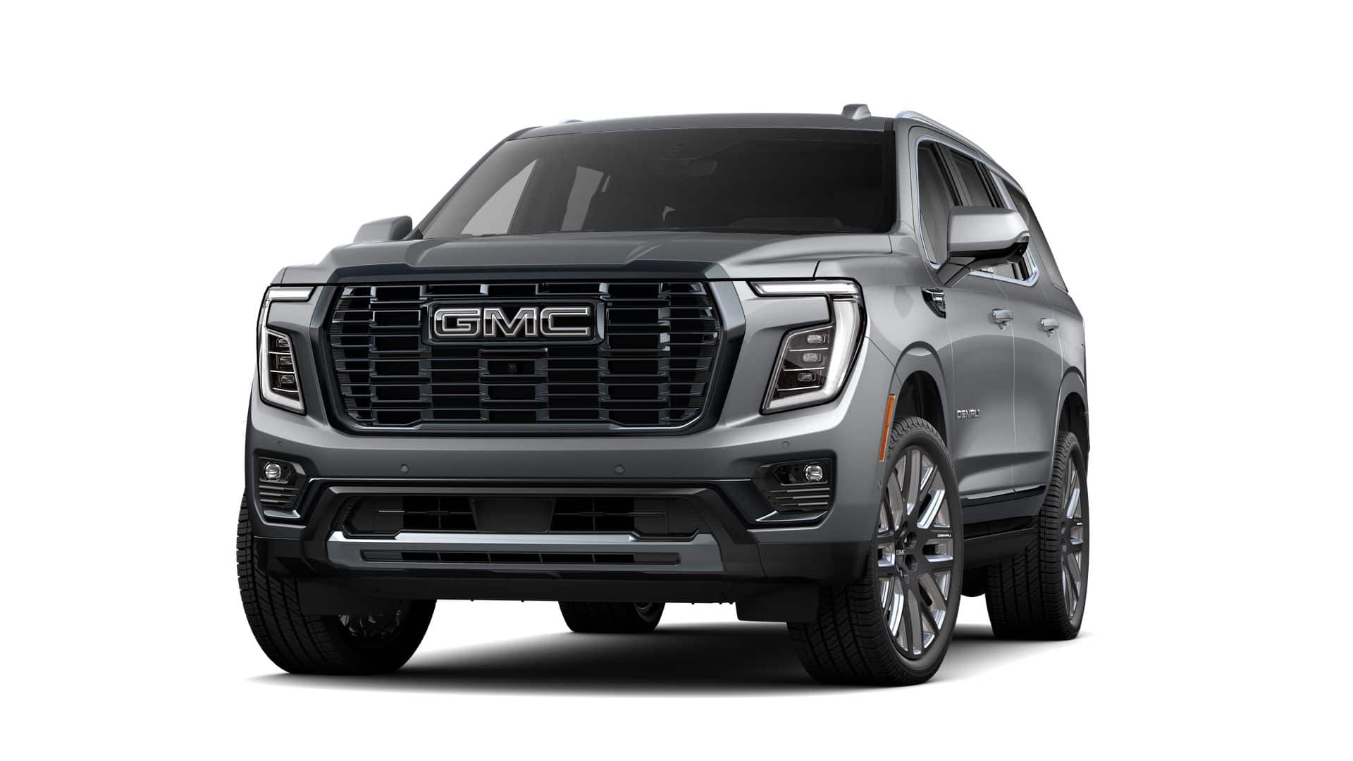 2026 GMC Yukon Denali Ultimate in Sterling Metallic — front three-quarter view