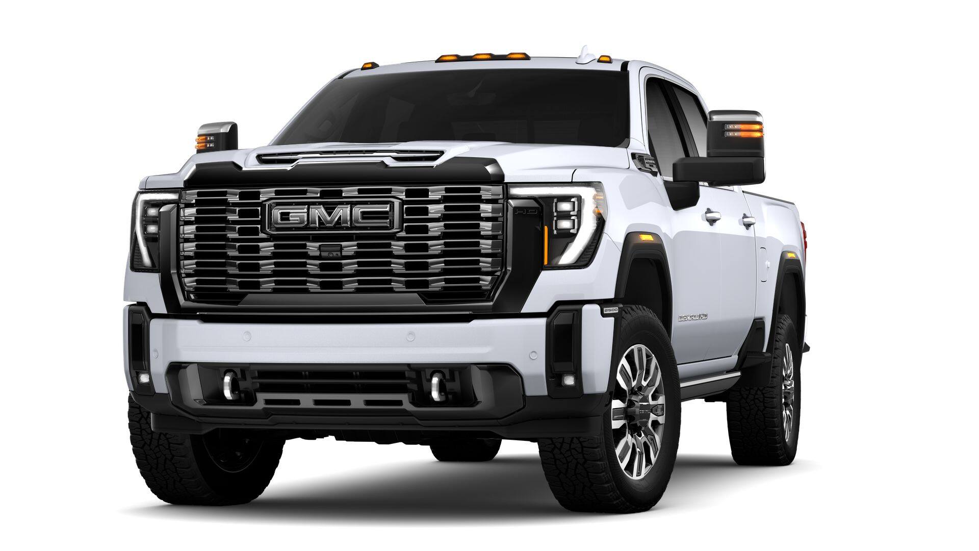 2026 GMC Sierra 2500 HD Denali Ultimate in Glacier White Tricoat — front three-quarter view