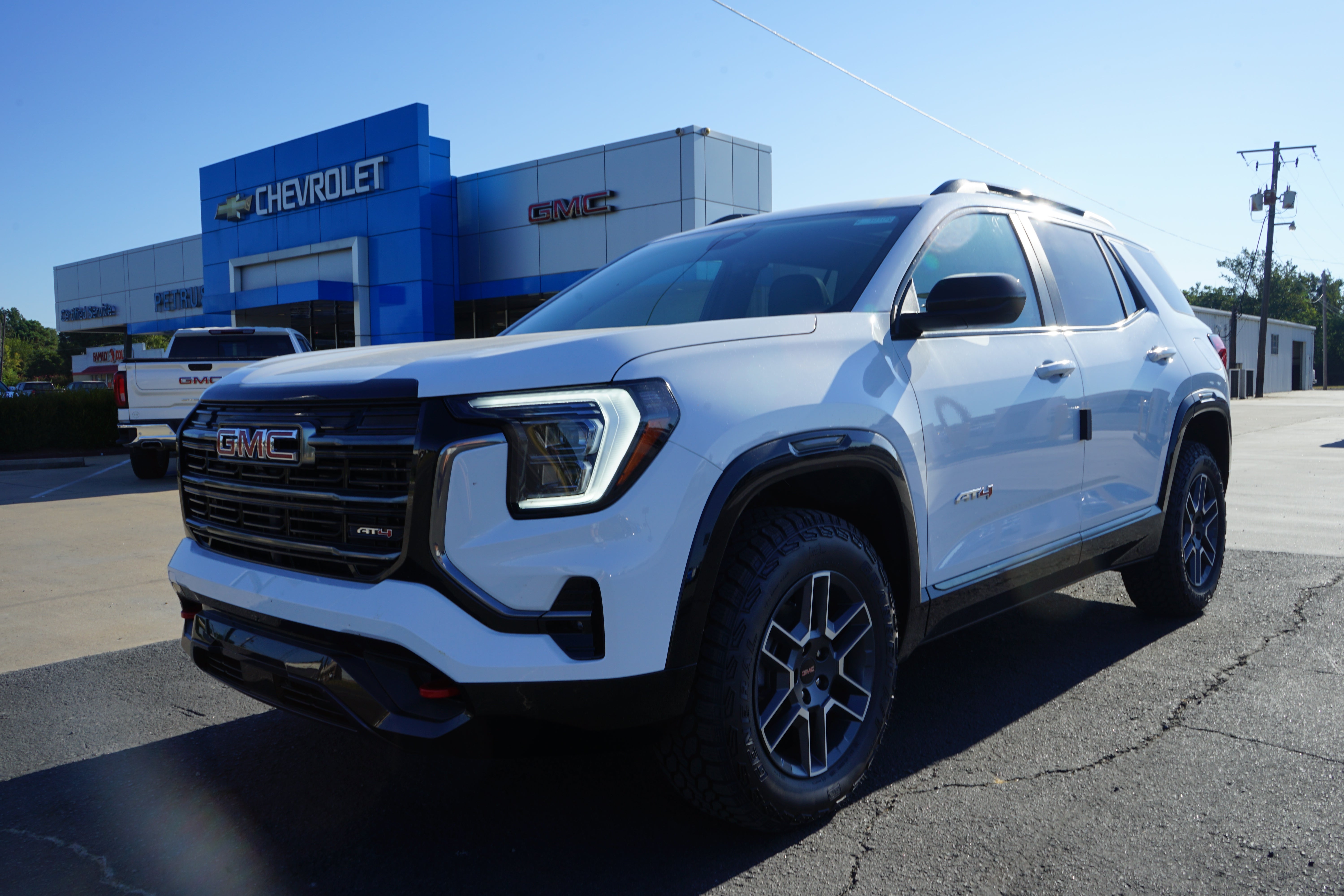 2026 GMC Terrain AT4 in Summit White — front three-quarter view